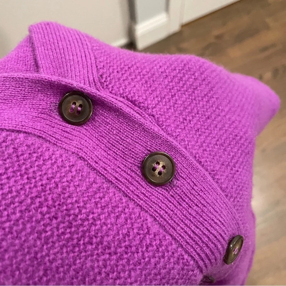 Madewell Wallace Merino Wool Purple Button Down Cardigan Sweater Elbow Patches S - Picture 6 of 11